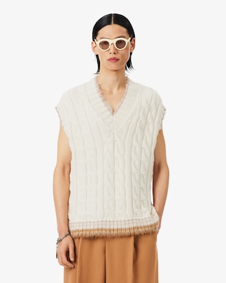 Runway Cable Knit Wool Sweater Vest