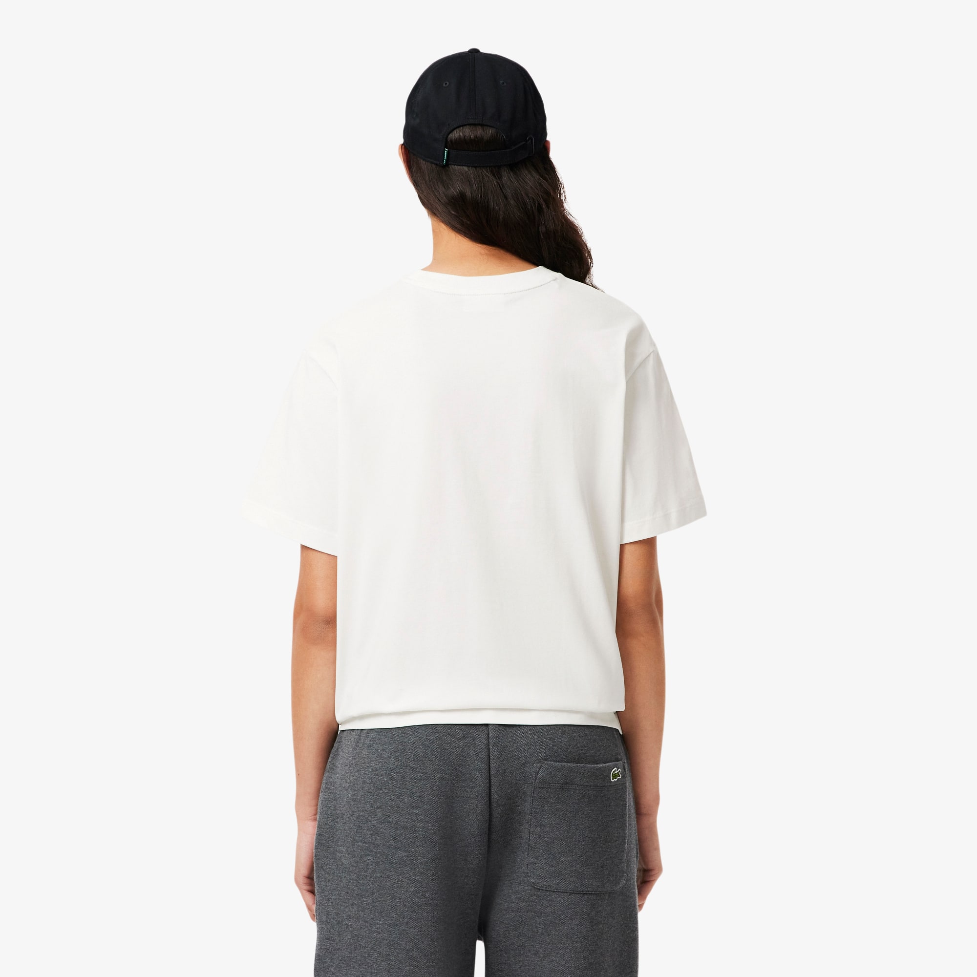 Women's Oversized Short Cut Cotton Logo T-Shirt - T-Shirts & Tops