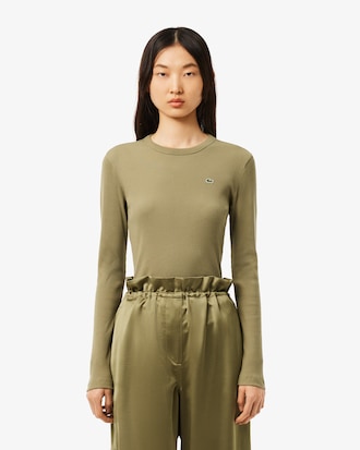 Women's Slim Fit Ribbed Cotton T-Shirt