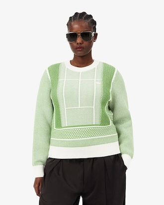 Pull jacquard graphique court de tennis