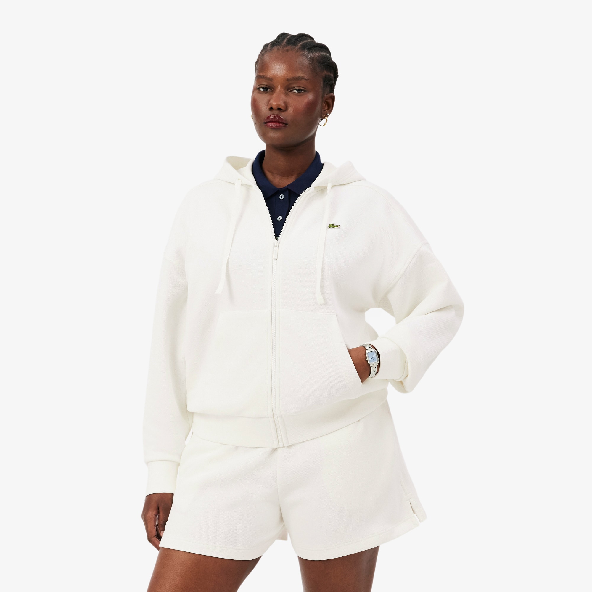 Women's Zip-Up Piqué Hoodie - Sweaters & Sweatshirts - New In 2026