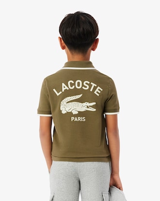 Boys' Stripe Collar Petit Piqu&eacute; Polo