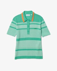 Women's Striped Knit Polo Sweater