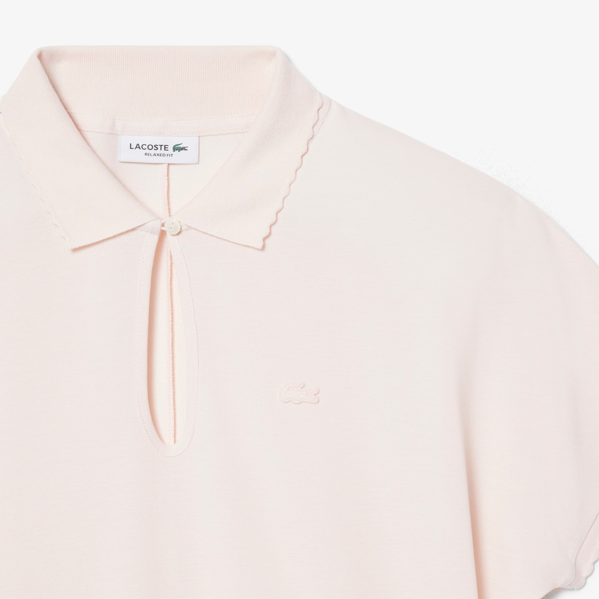 Relaxed Fit Scallop Trim Fluid Piqué Polo Shirt