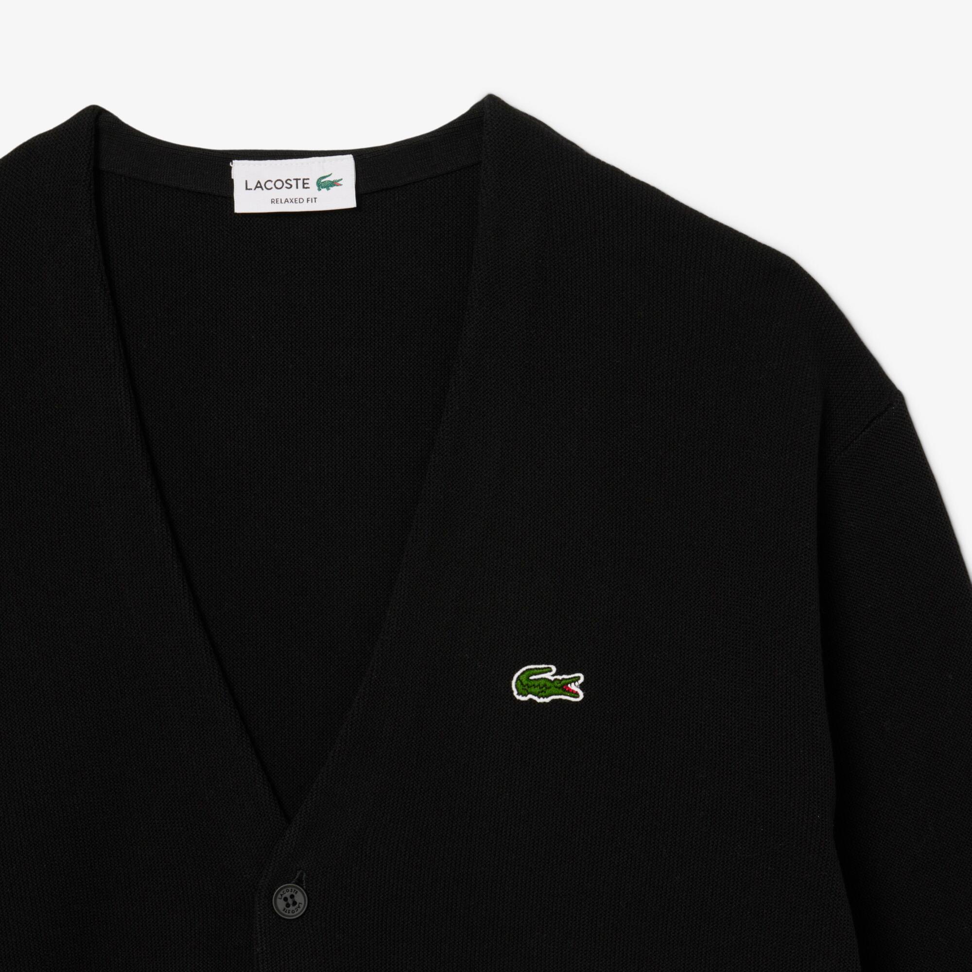 Men's Relaxed Fit Stripe Detail Cotton Cardigan - Sweaters