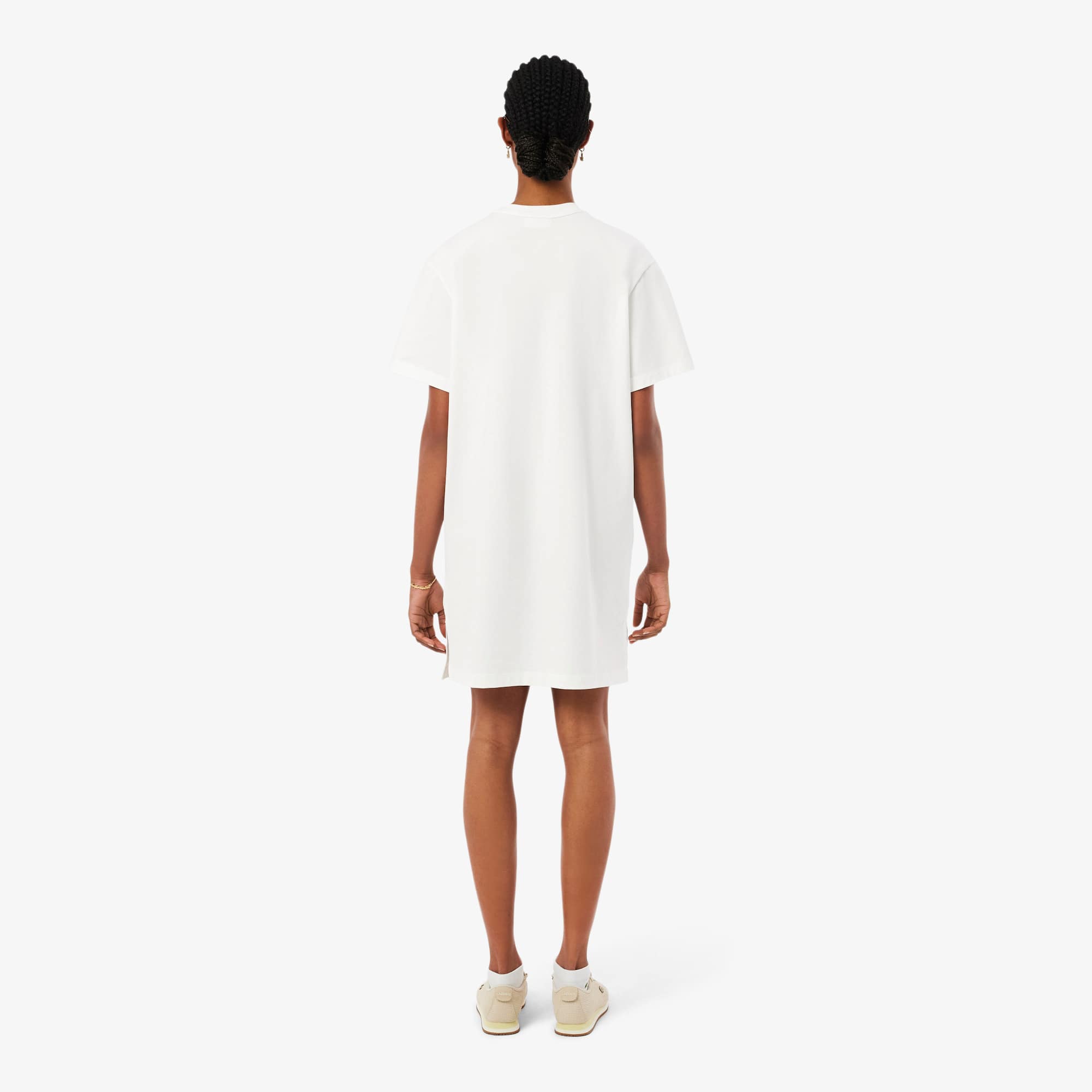 lacoste t shirt dress women LACOSTE USA Women's Cotton Pleated T-Shirt Dress