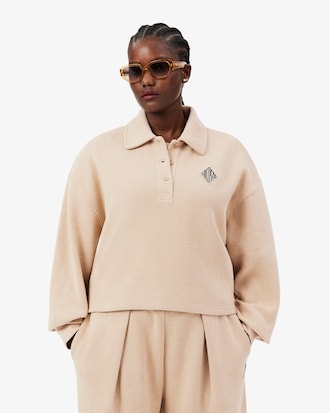 Oversized Ribbed Polo Sweatshirt