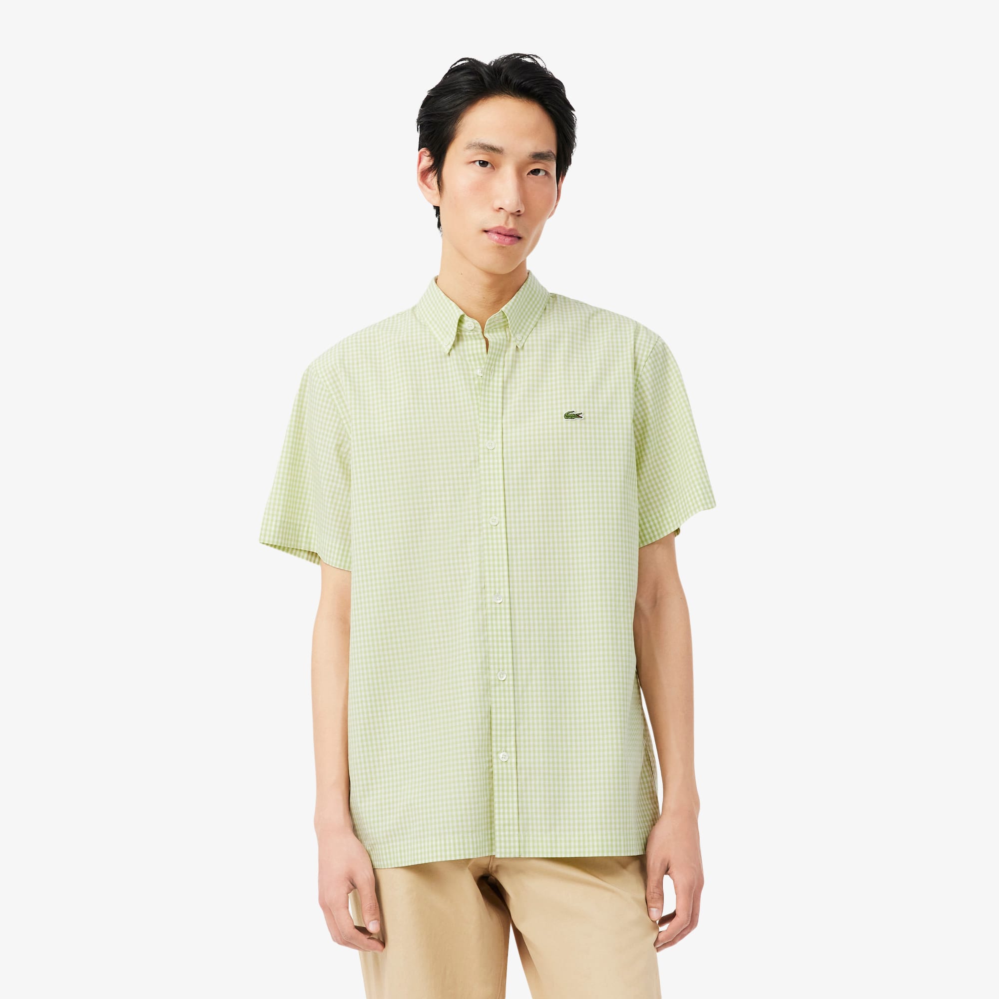Lacoste Regular Fit Lightweight Poplin Plaid Shirt