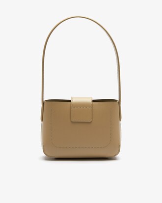 Sac d'&eacute;paule Amelia en cuir avec fermoir en m&eacute;tal grav&eacute; crocodile