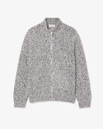 Zipped Mercerized Wool Knit Sweater