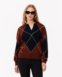 Women's Argyle Polo Sweater