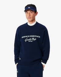Pull col rond Tennis H&eacute;ritage laine m&eacute;lang&eacute;e