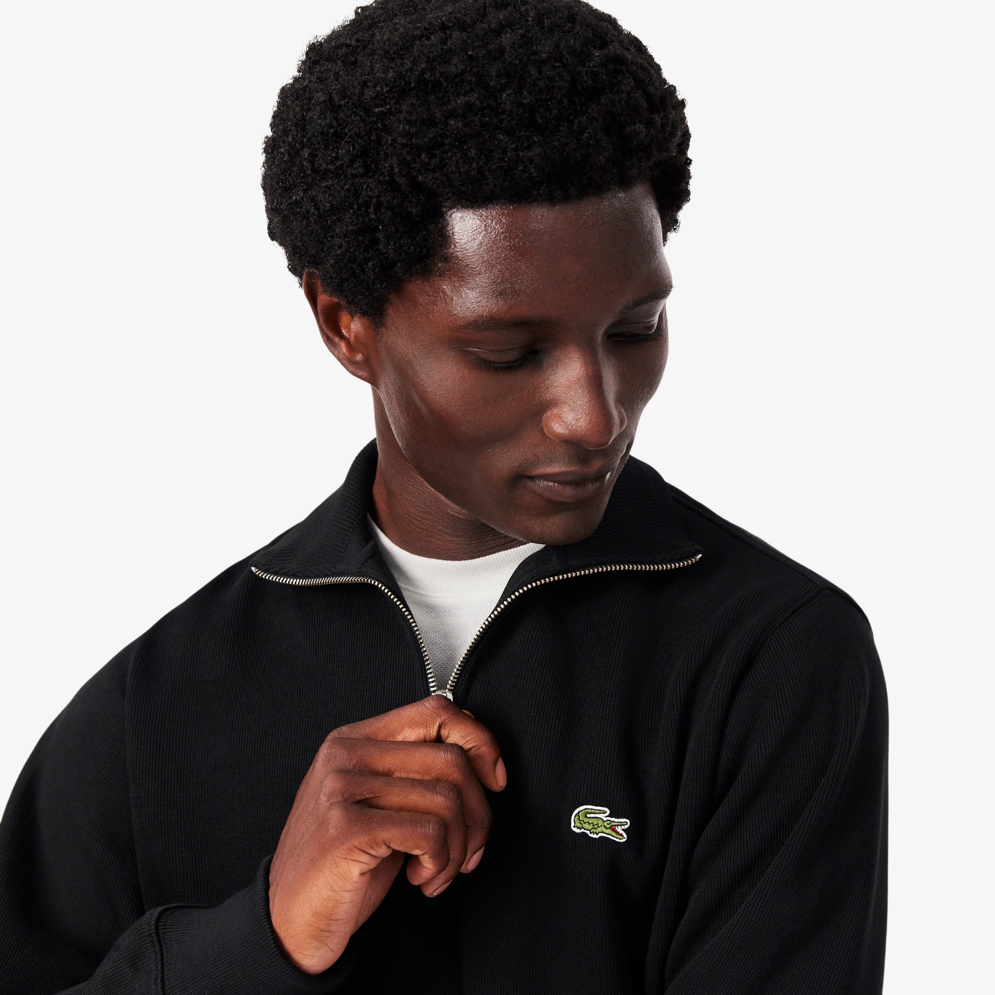 LACOSTE 黒 ジャージ n級 Men's Zip-Up High-Neck Sweatshirt - Sweaters & Sweatshirts - New