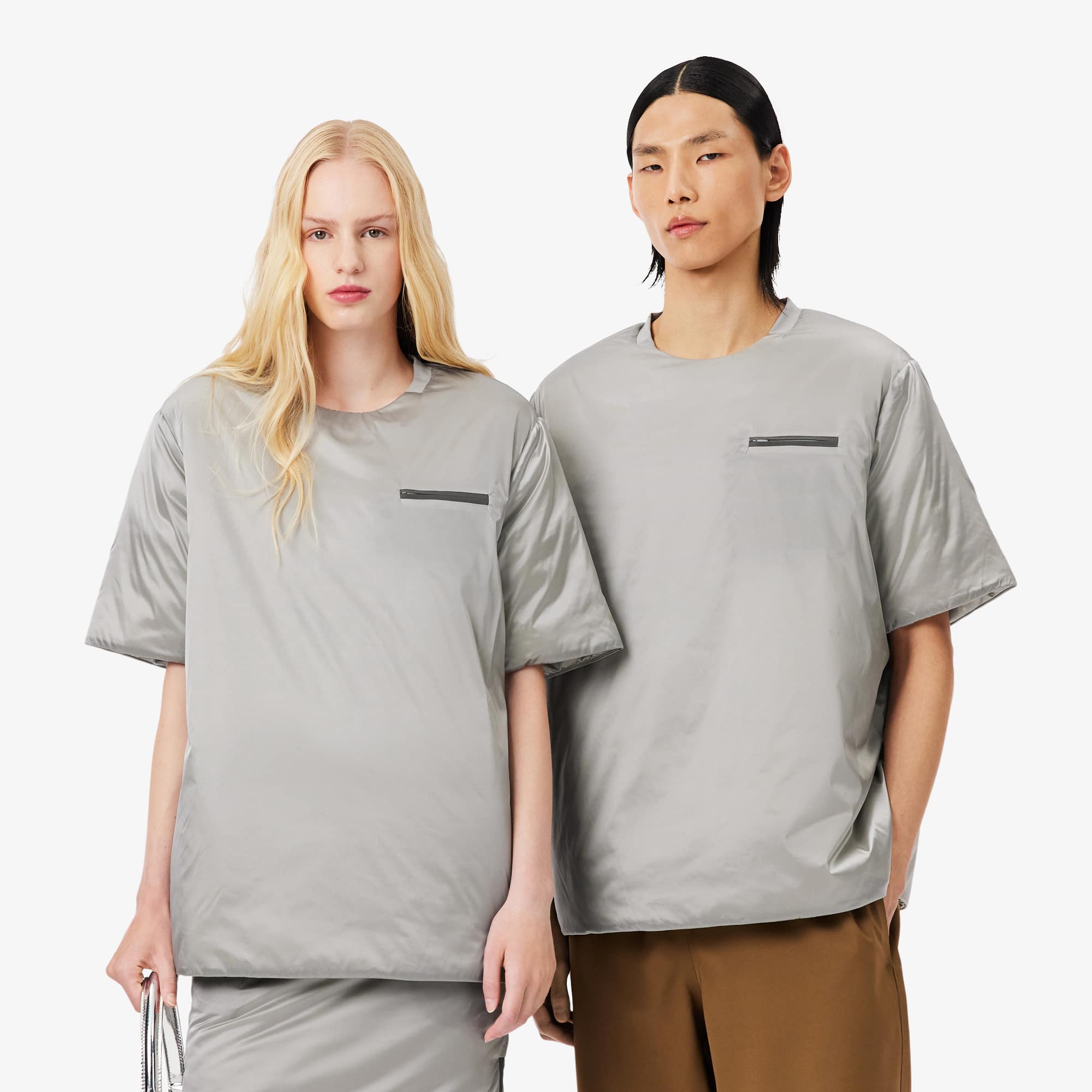 Lacoste Runway Glossy Padded T-shirt - M In Gray