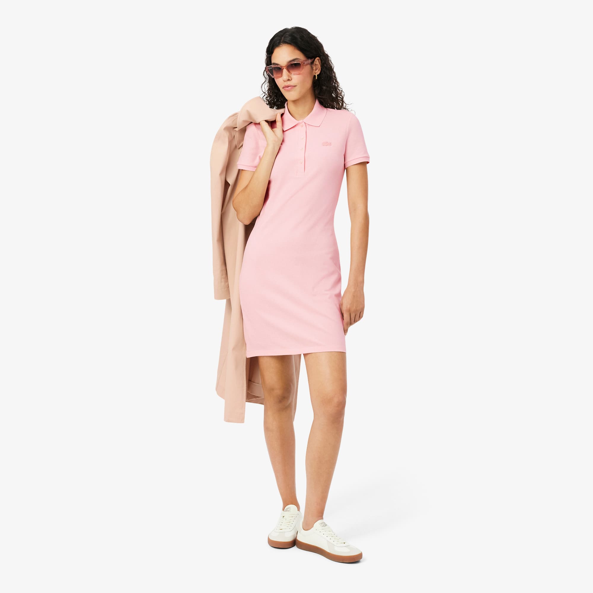 slim fit dress slacks Lacoste Slim Fit L.12.D Sleeveless Stretch Golf Polo Light Pink