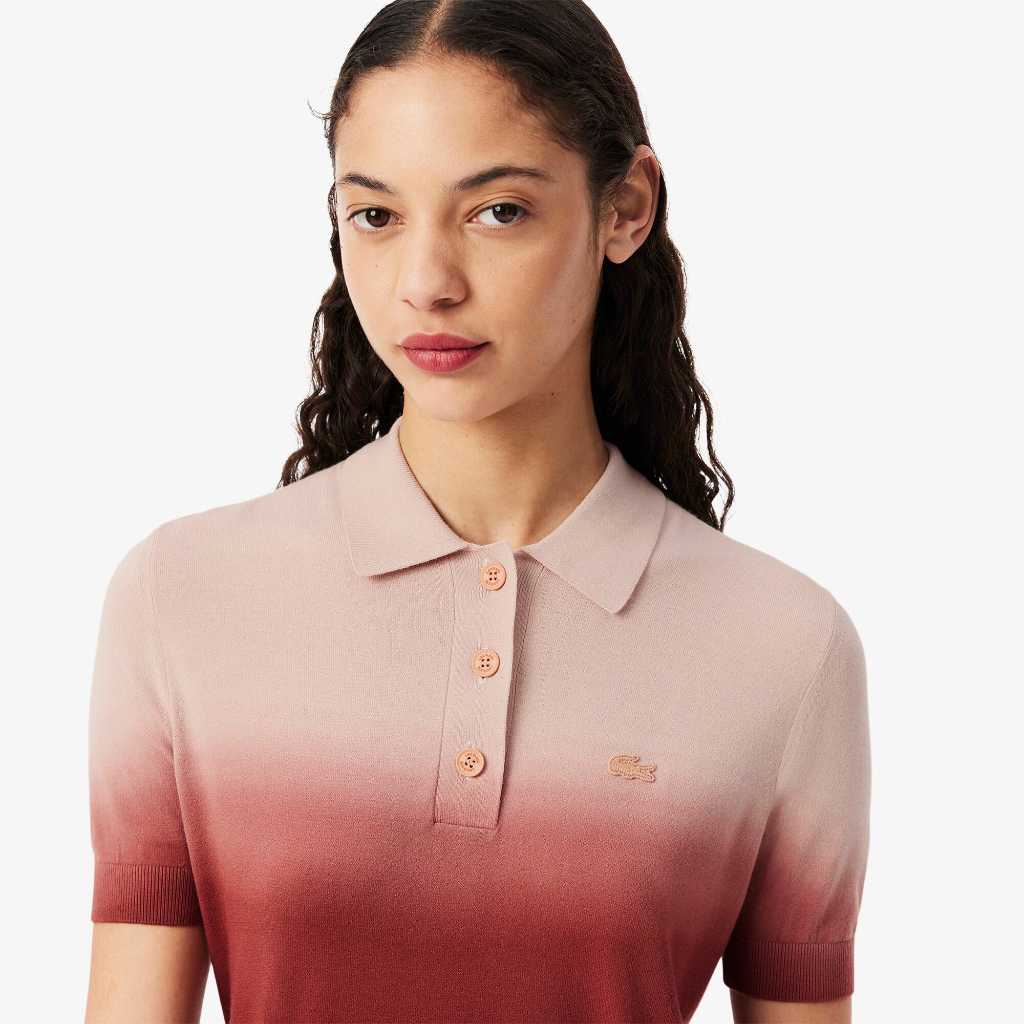 muguet uv cut polo knit ピンクベージュ Women's Classic Fit Ombré Effect Knit Polo - Sweaters