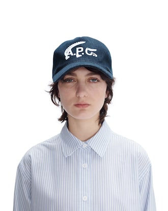 Casquette unisexe Lacoste x A.P.C. en denim japonais