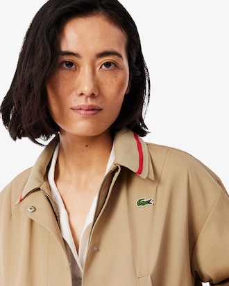 Women's Oversized Polo Collar Twill Jacket