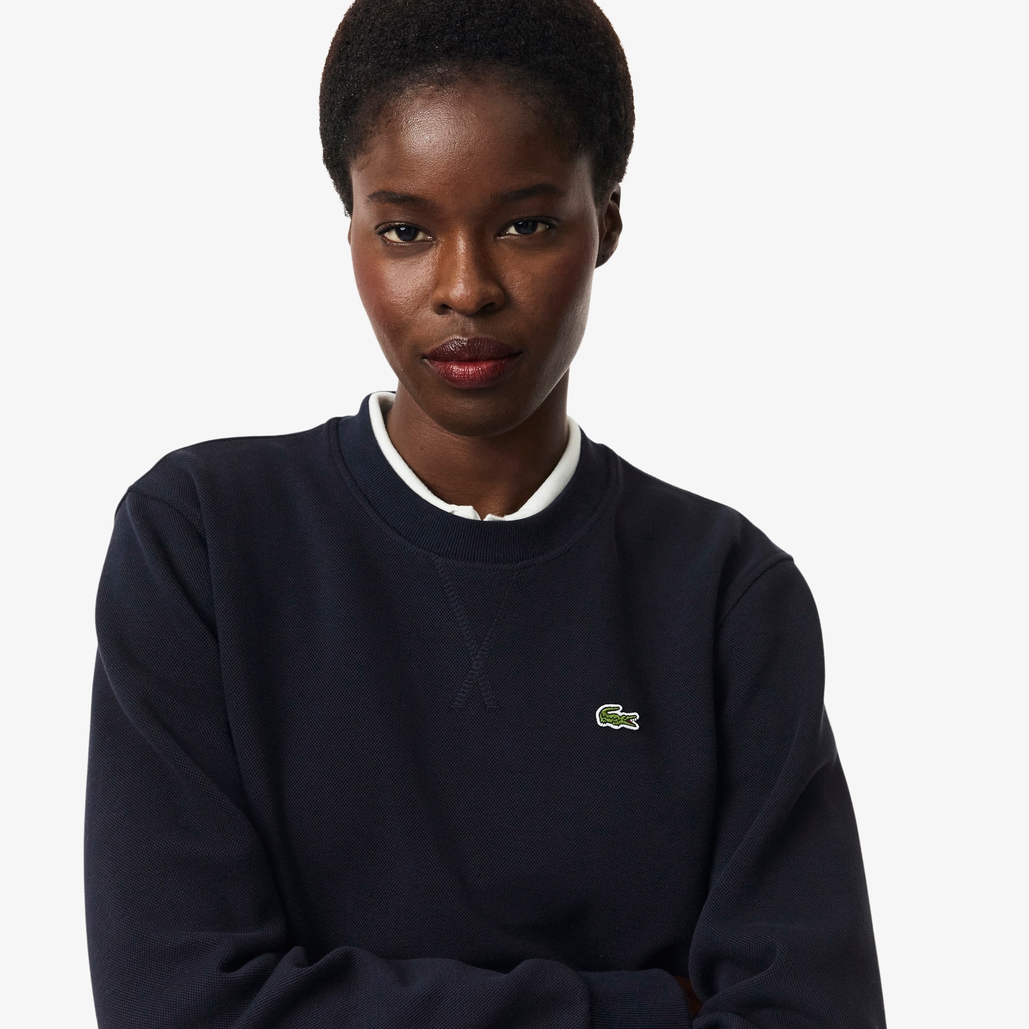 Women's Relaxed Fit Piqué Crew Neck Sweatshirt