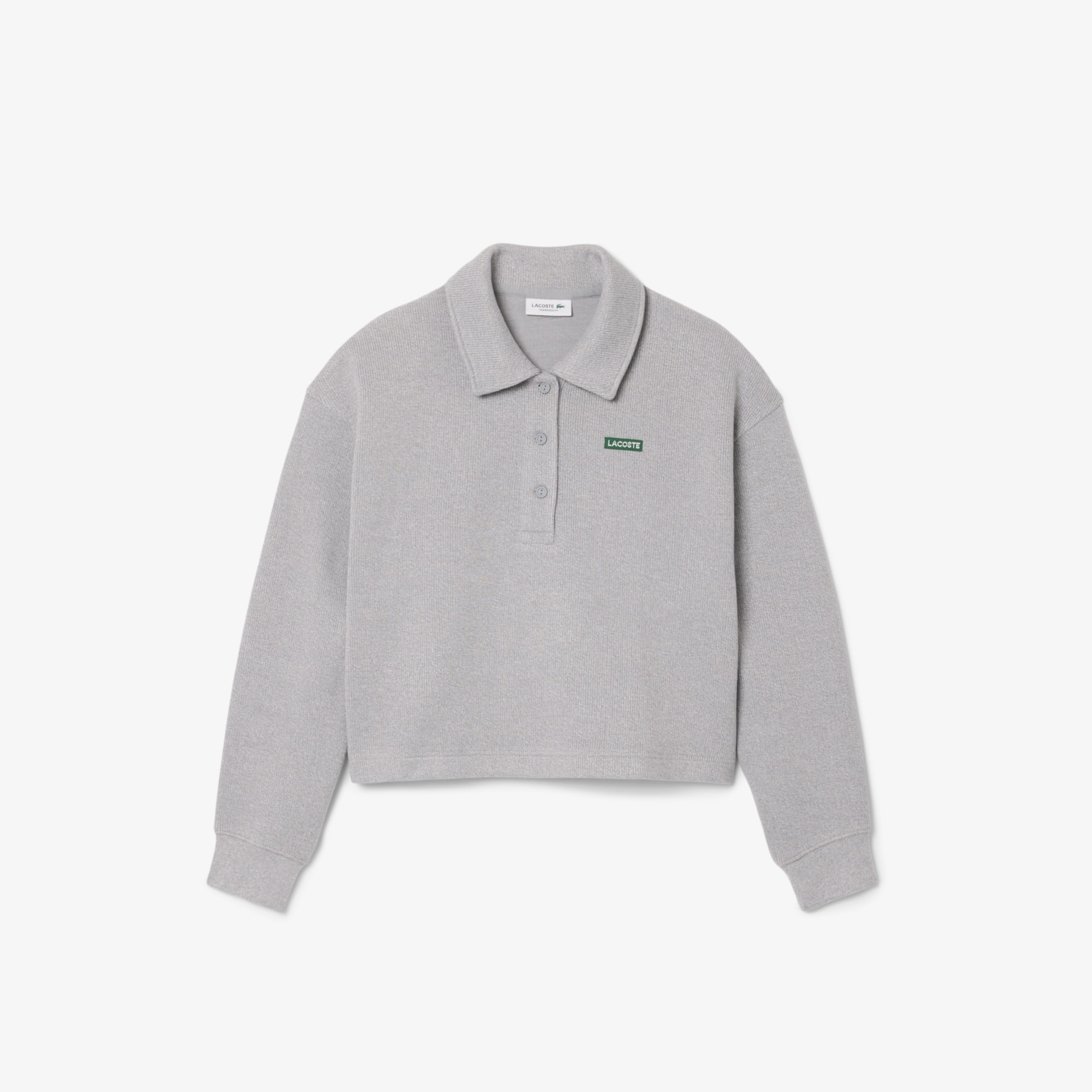 Oversized Ribbed Polo Collar Sweatshirt