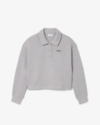 Oversized Ribbed Polo Collar Sweatshirt