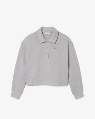 Oversized Ribbed Polo Collar Sweatshirt