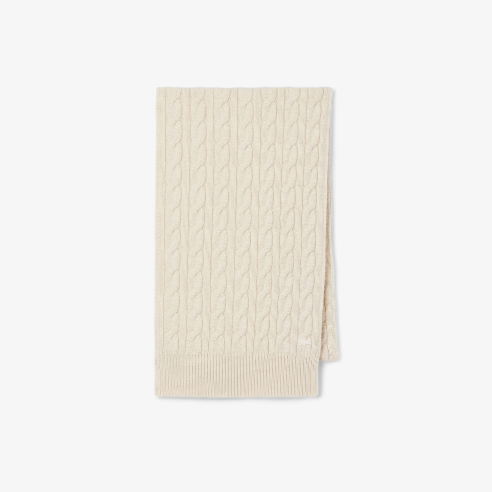 Lacoste Runway Cable Knit Cashmere Scarf - One Size In White