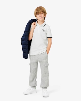 Boys' Stripe Collar Petit Piqu&eacute; Polo