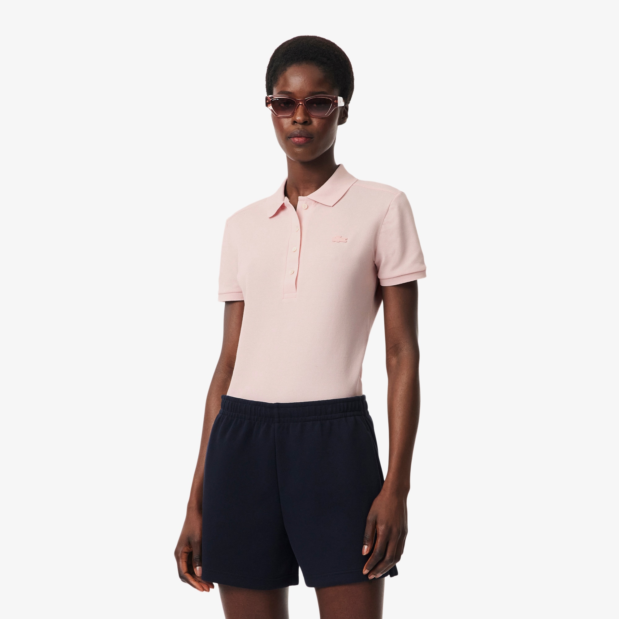Lacoste Polo de Mini Piqué Elástico L.12.D de Corte Slim para Mujer Rosa