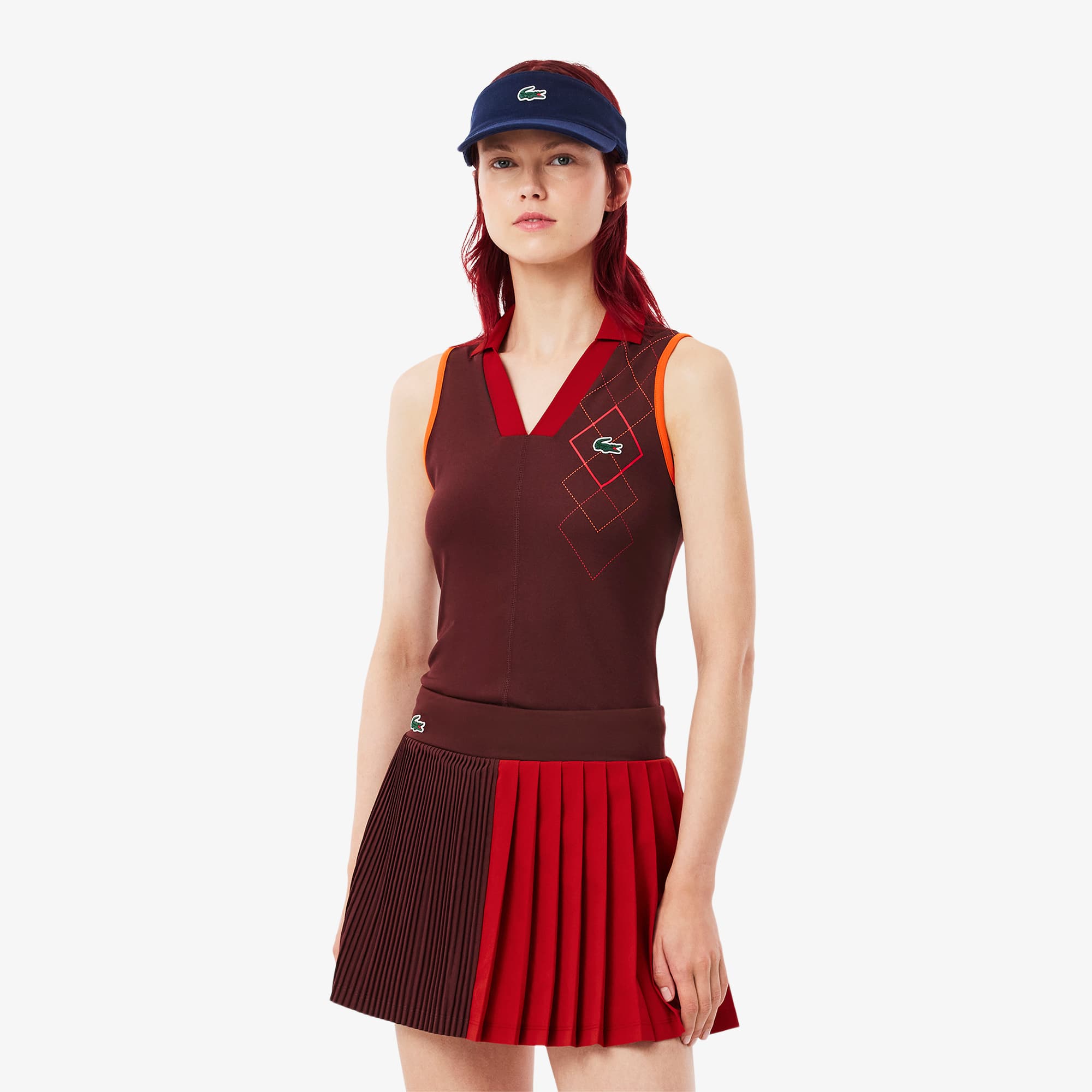 Lacoste Women's Slim Fit Ultra Dry Sleeveless Tennis Polo - 36 In Red