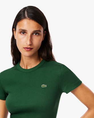 Women's Slim Fit Ribbed Cotton T-Shirt