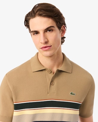 Men's Made In France Striped Polo Collar Sweater