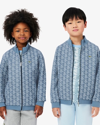 Kids' High-Neck Zip-Up Paris Monogram Sweatshirt