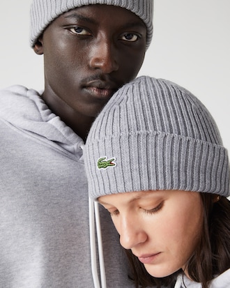 Gorro de lana cepillada de punto acanalado