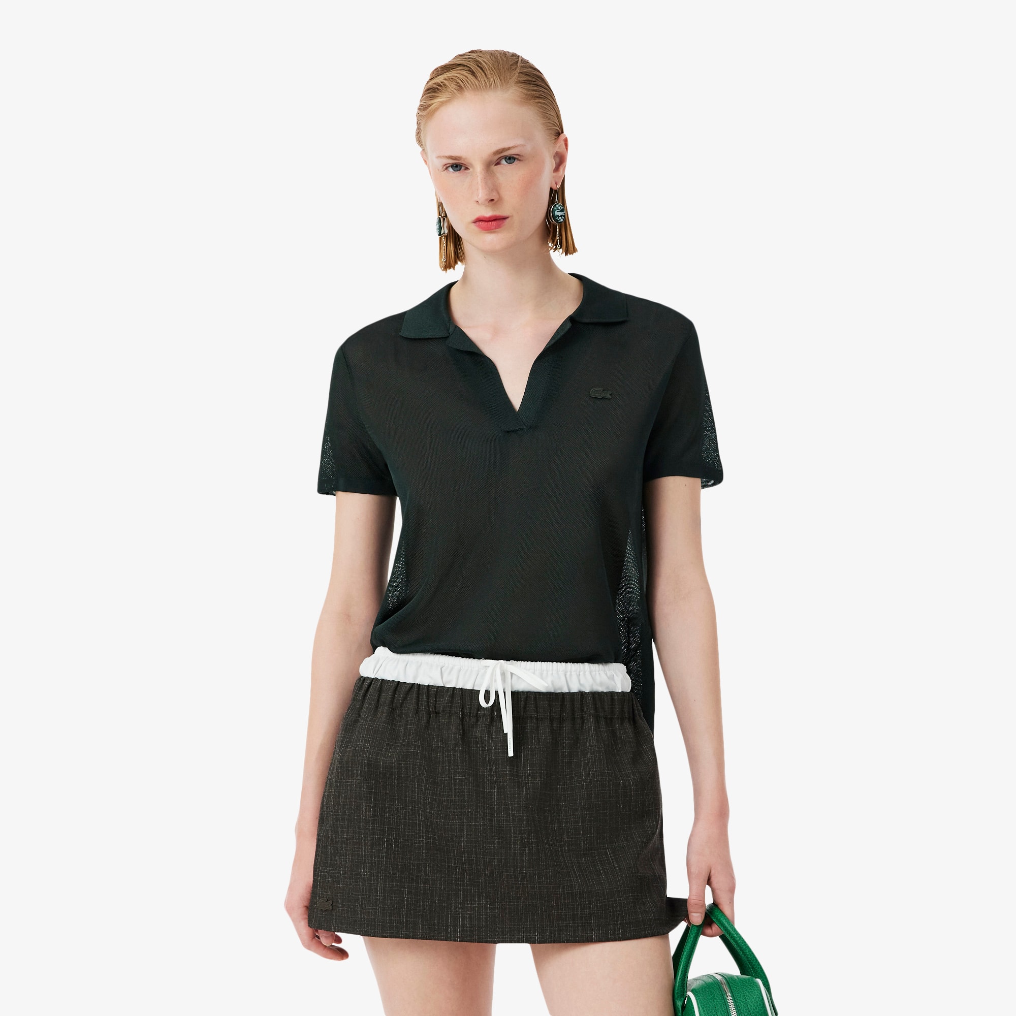 Lacoste Runway Slim Fit Satin Piqué Polo Shirt In Green