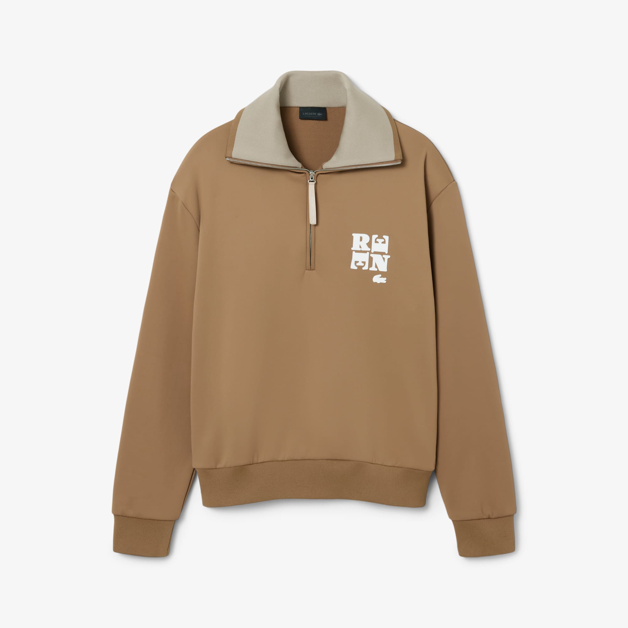 Runway High Neck Zipped Badge Accent Sweatshirt