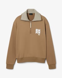 Runway High Neck Zipped Badge Accent Sweatshirt