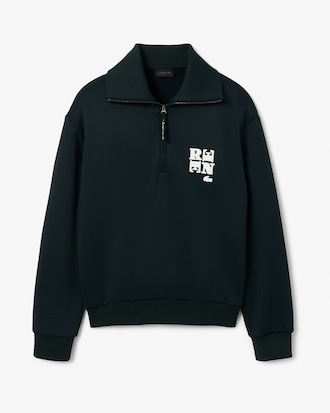 Runway High Neck Zipped Badge Accent Sweatshirt