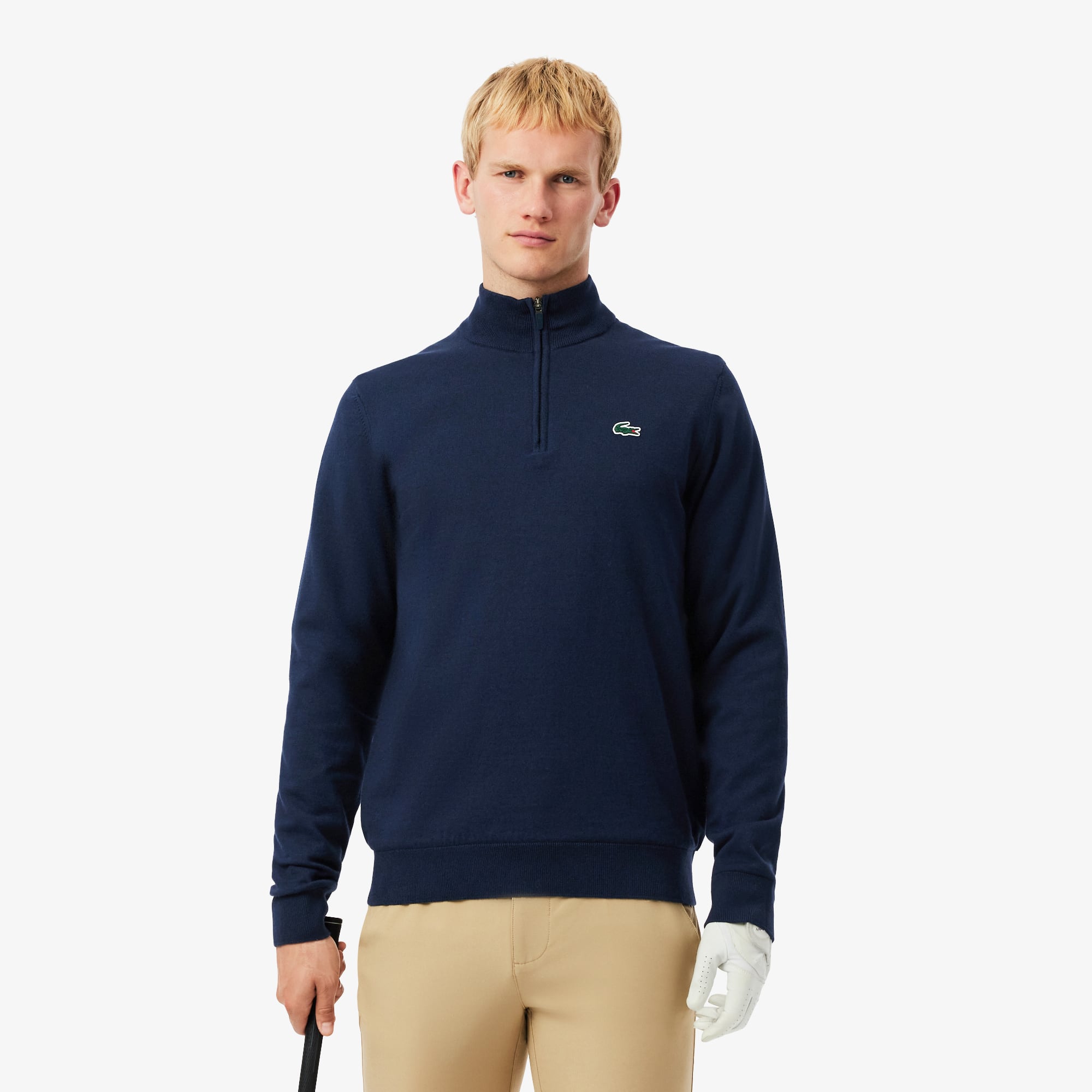 Lacoste Men's Golf Quarter-zip Windbreaker Sweater - Xl - 6 In Blue