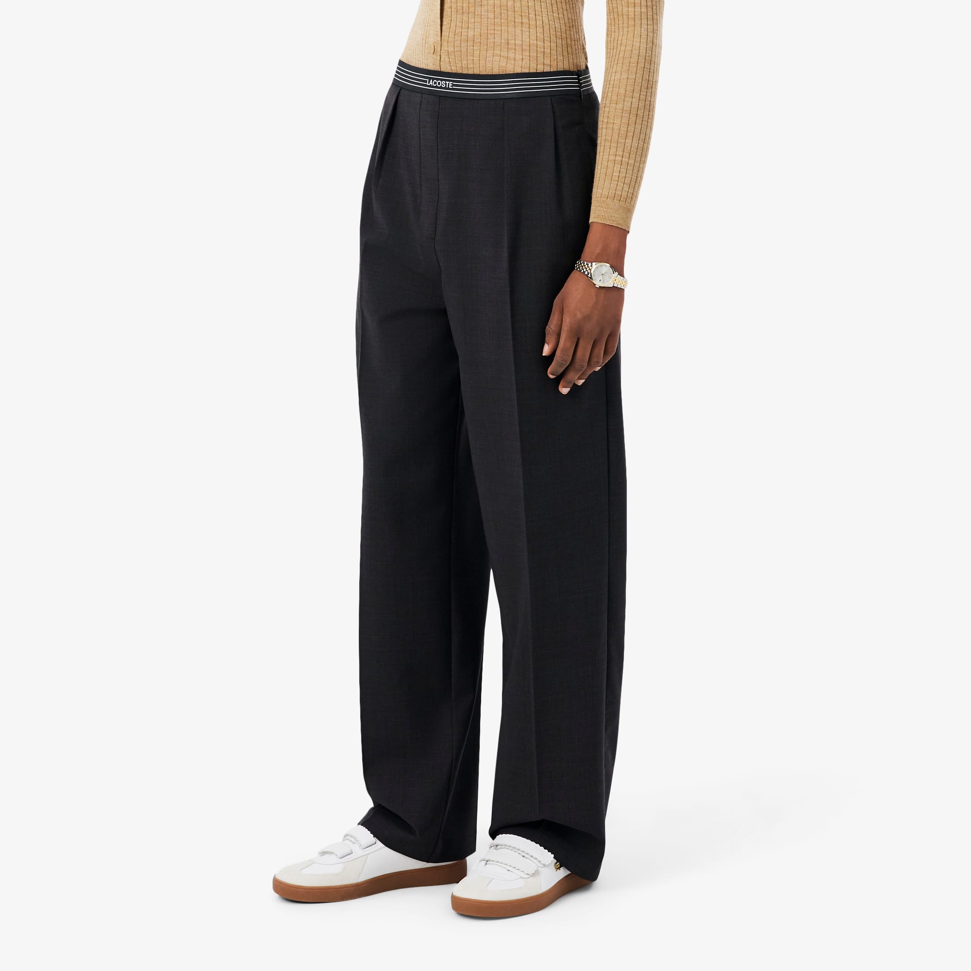 Oversized Wool Blend Pleated Pants