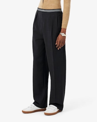 Oversized Wool Blend Pleated Pants