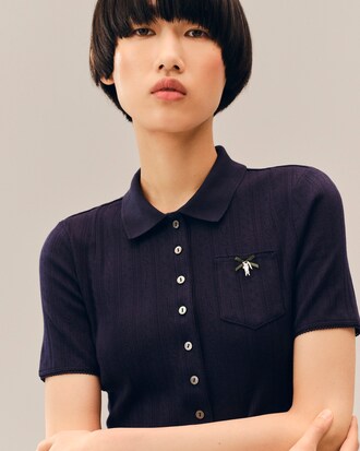 Slim Fit Pointelle Polo Dress