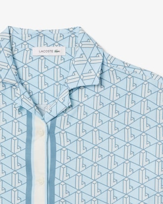 Camisa extragrande con estampado de monogramas para mujer