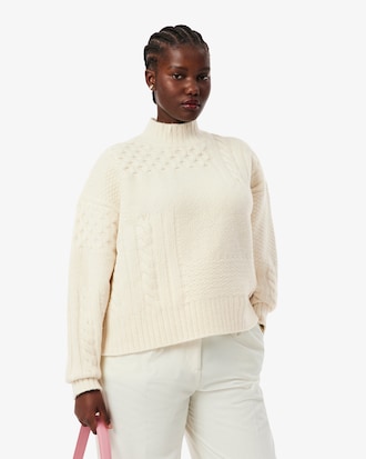 Su&eacute;ter De Cuello Alto De Lana Con Efecto Patchwork