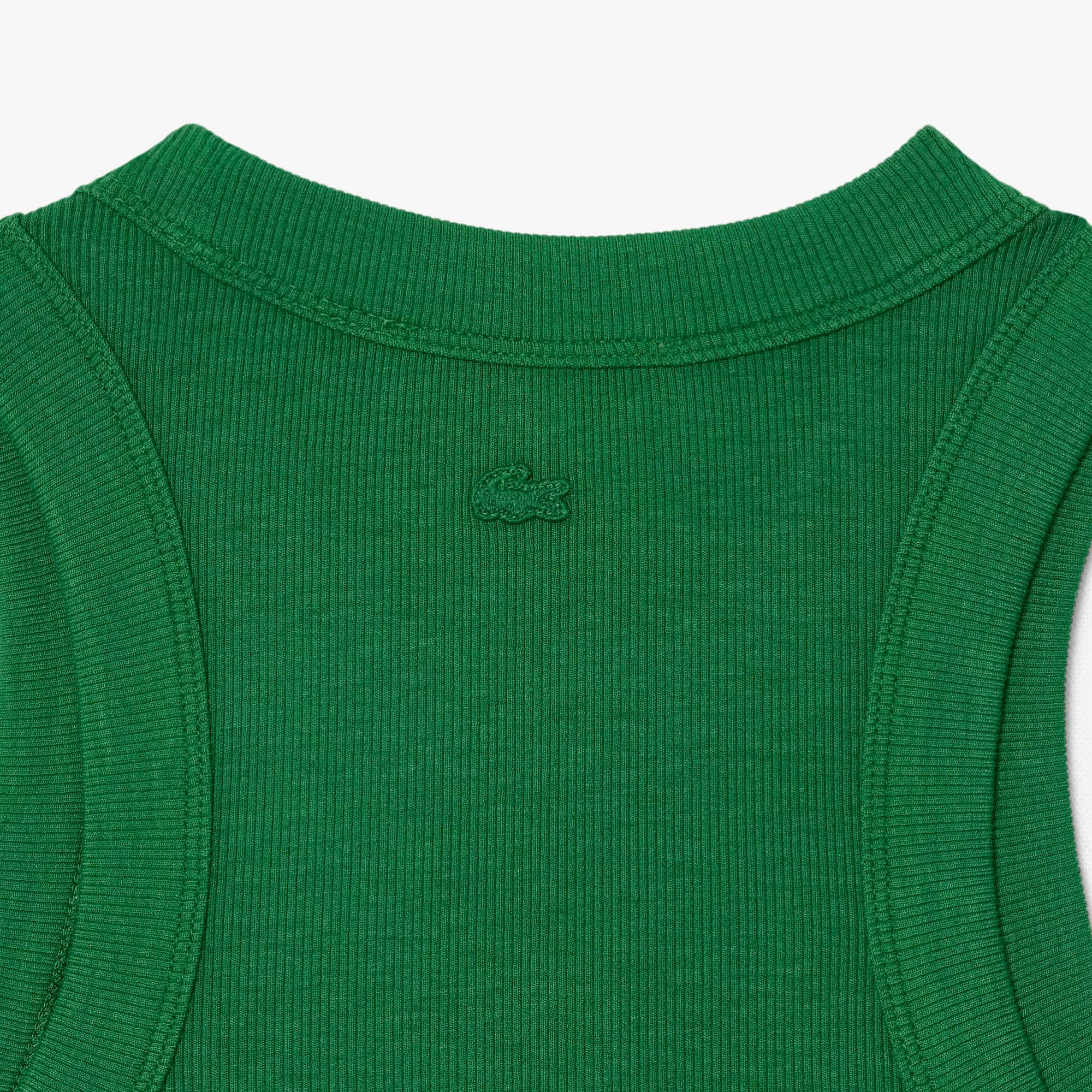 Slim Fit Badge Accent Rib Knit Tank Top