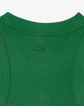 Slim Fit Badge Accent Rib Knit Tank Top