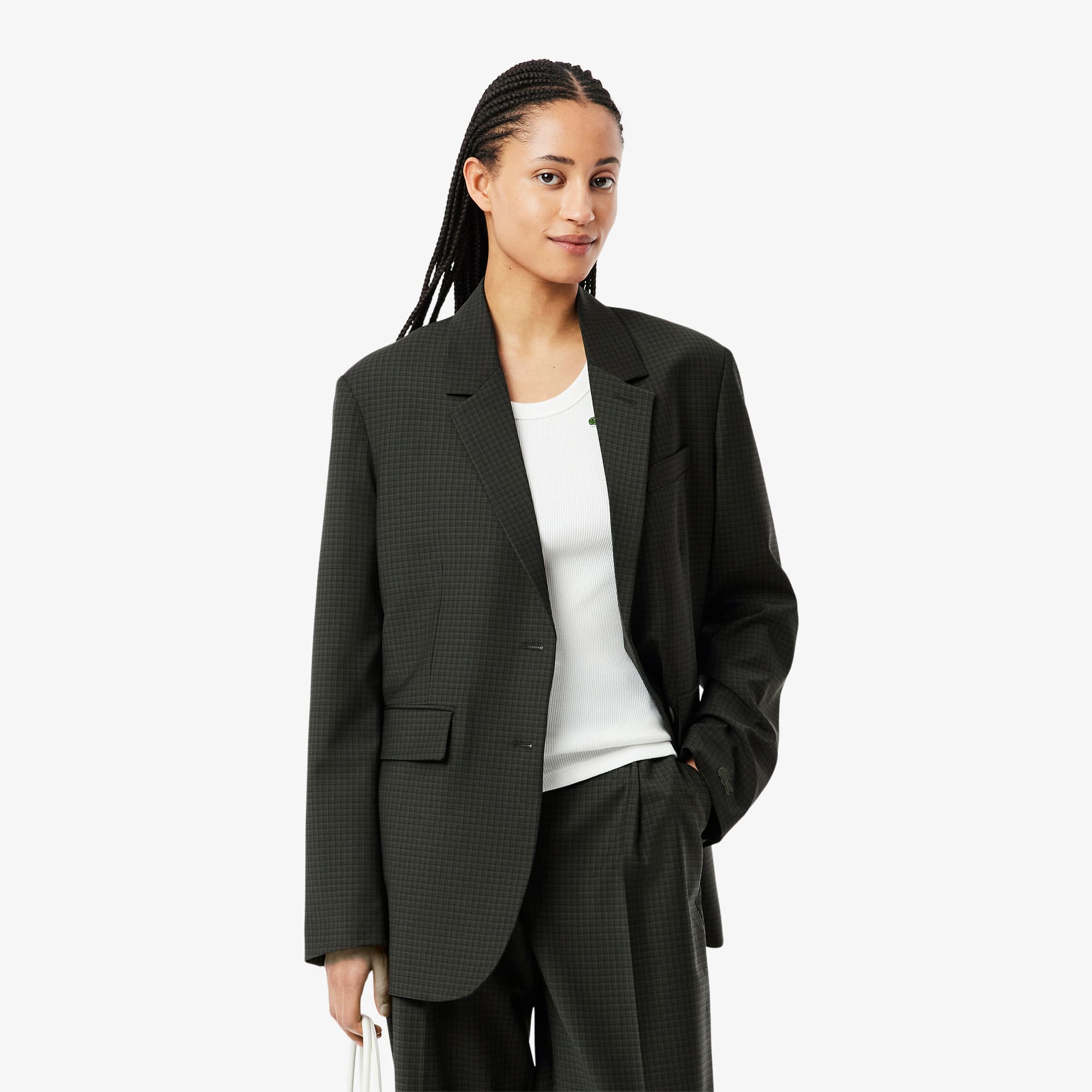 Women's Wool Blend Checked Blazer - All Women's Clothing - New In