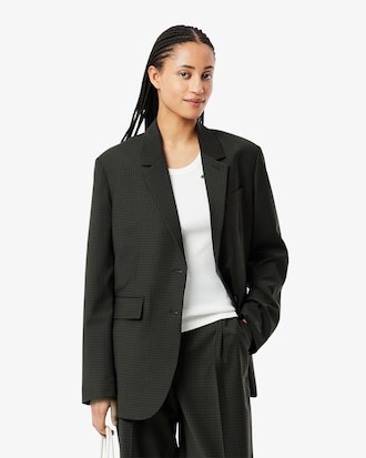 Women's Wool Blend Checked Blazer