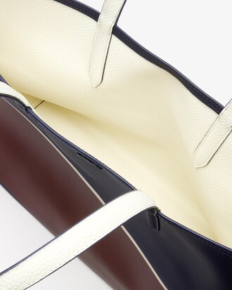 Bolso Tote Anna color block reversible, con cierre y bolsa el interior