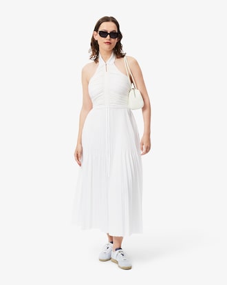 Women's Pleated Sleeveless Polo Dress
